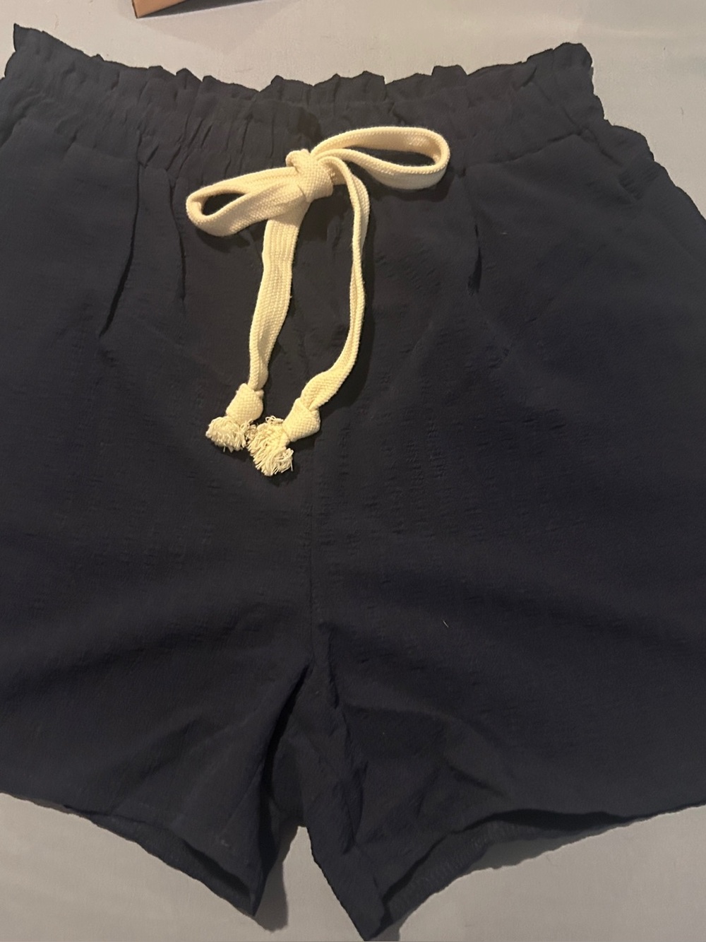 Women’s Navy  Shorts with Cream Tie